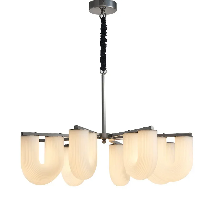 

Cream wind U-shaped chandelier, medieval living room chandelier, Nordic designer model