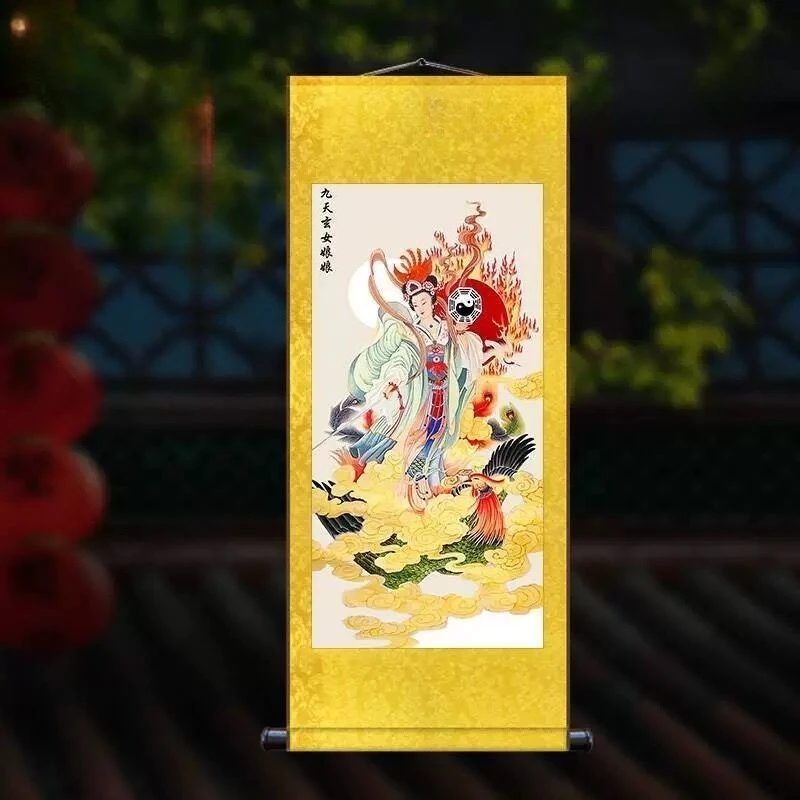 Taoist Deity Scroll Painting Chinese Feng Shui Scroll Painting Decorative