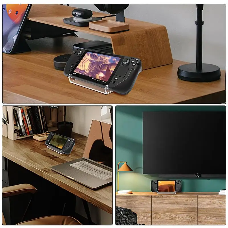 Universal Portable Desktop Stand Base Acrylic Organizer For Steam Deck Game Console Holder Cell Phone Support Bracket Accessory