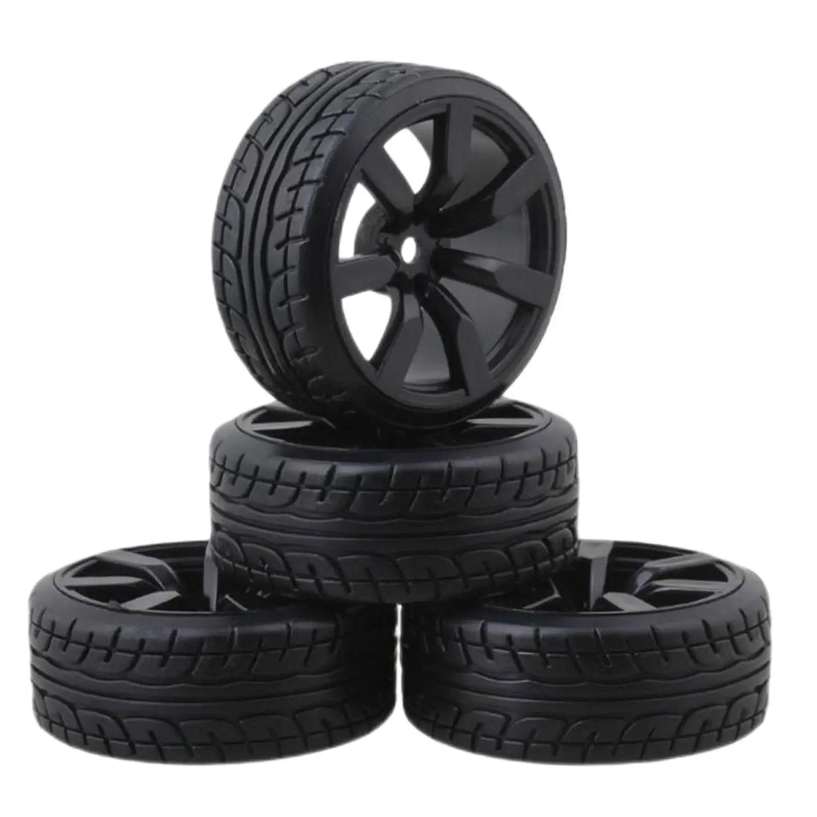 4 Pieces Wheel Rim Hub Rubber Tire for 1/10 Scale RC Drift Car Accessories