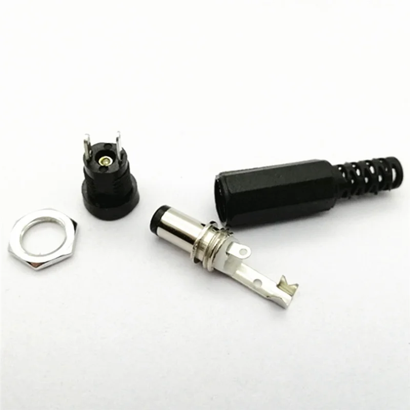 【CLEARANCE】15 Sets DC Power Connectors 5.5Mm Plugs Male And Female Jack Sockets Screw Nuts Panel Mount Adapters