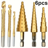 1/set Step Drill Bit Saw Drill Bit Set, Titanium Milling 4-12 4-20 4-32mm 3 6 8mm for Woodworking Metal Core Hole Opener 6pcs