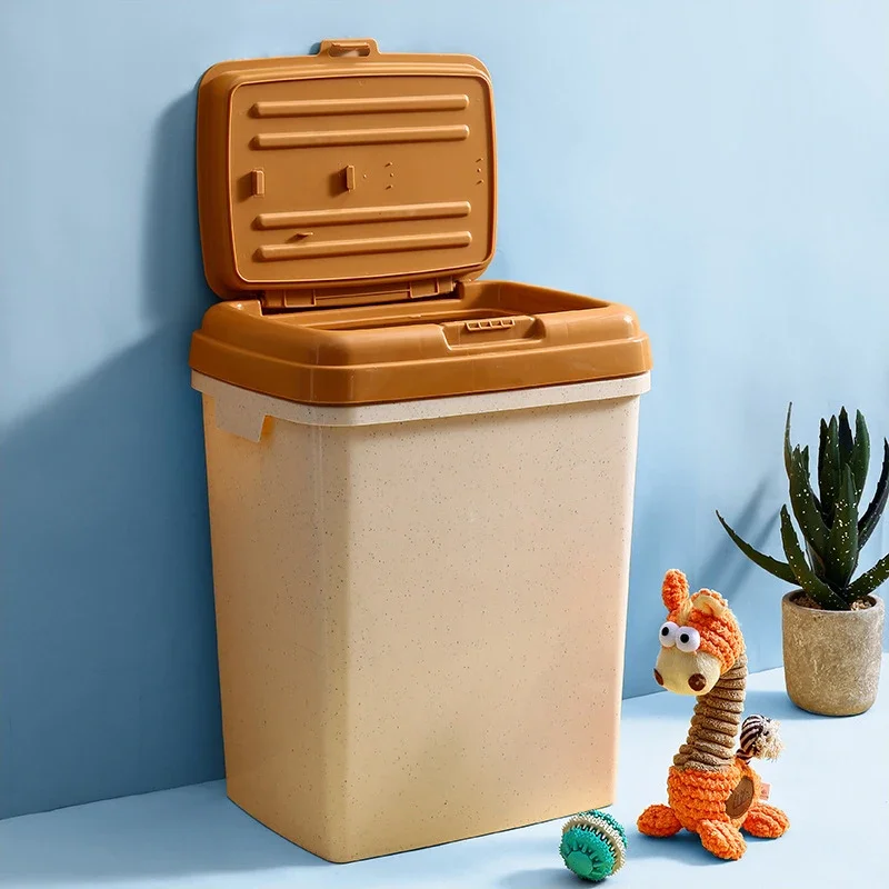 15KG eco plastic animal cat dog pet food storage bin container box with lid