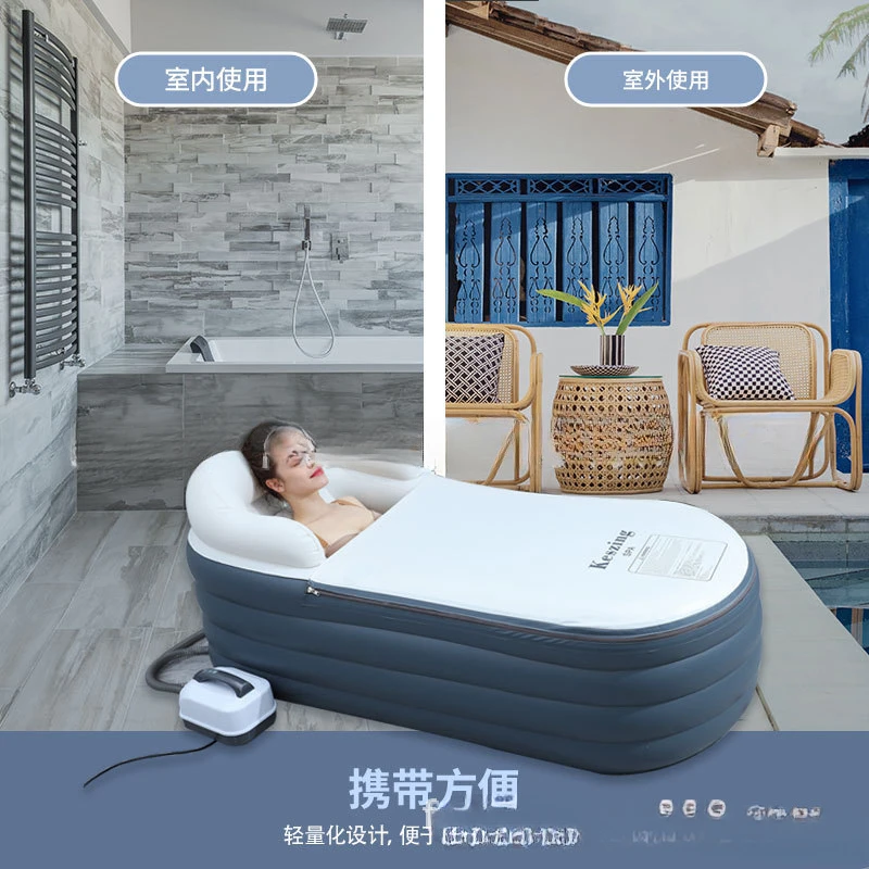 SPA inflatable bathtub with bubble massage pad, foldable surfing massage bathtub thickened and extended version with cushion