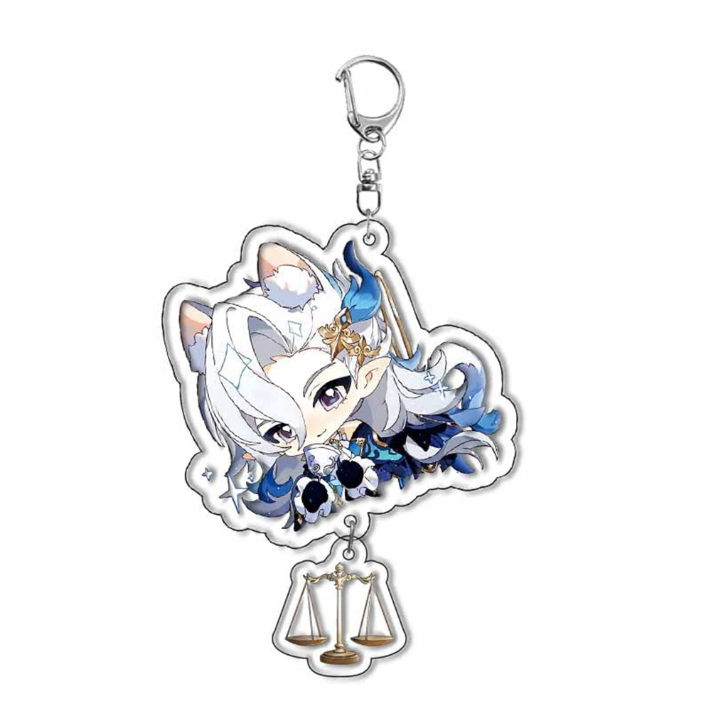 Anime Impact Keychain Game Figure Scaramouche Kaedehara Kazuha Klee Double Sided HD Acrylic Pendant Jewelry Key Chain Fan Gift