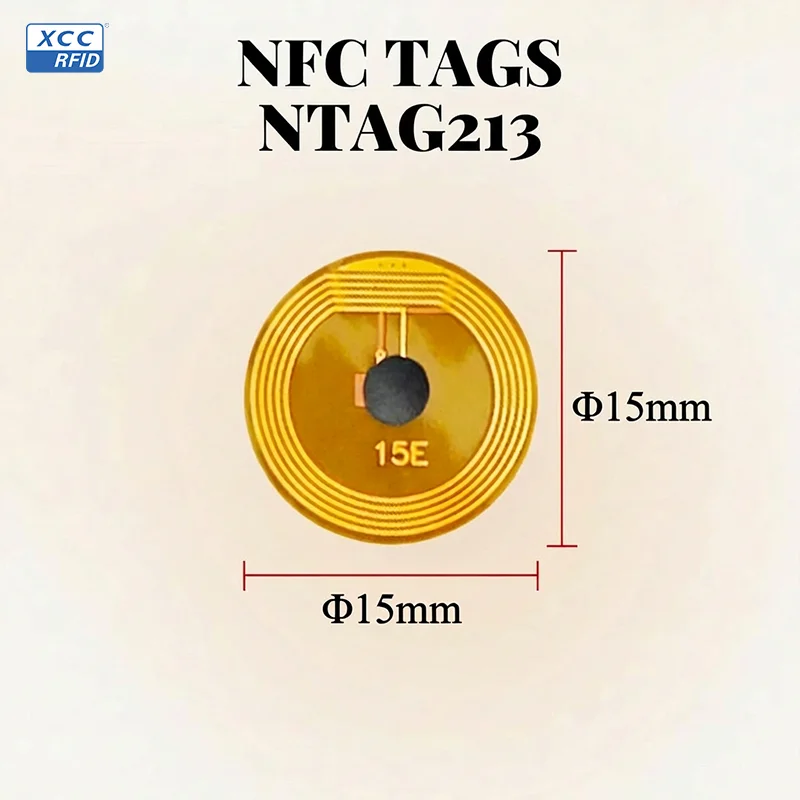 NTAG213 13.56MHz NFC Sticker 15mm RFID Tag Programmable Adhesive Label for Smart Home  Asset Tracking and Authentication