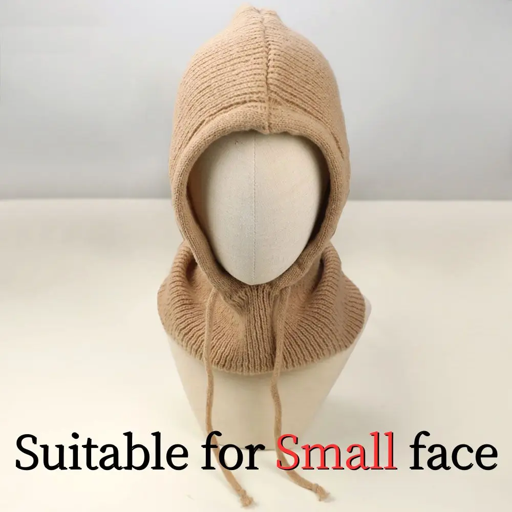 Knitted Soft Women Balaclava Hat Fashion Fake Collar Hooded Hat Neck Collar Warmer Beanies Cap Ear Protection Bonnet Hooded Caps image 5