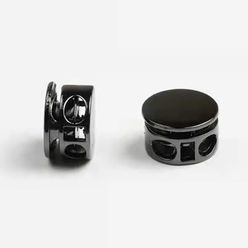 10 Stück Legierung 2-Loch-Pressverschluss Kordelstopper Stoff-Schnürsenkelklemme Knebelverschluss Schnallen Lanyard-Seil Kordelzug Nähzubehör – Detail 6