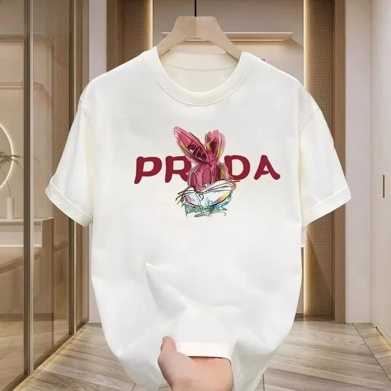 

Новая хлопковая футболка с принтом 2026 года, модный осенне-зимний топ с коротким рукавом для мужчин и женщин, одежда для беременных