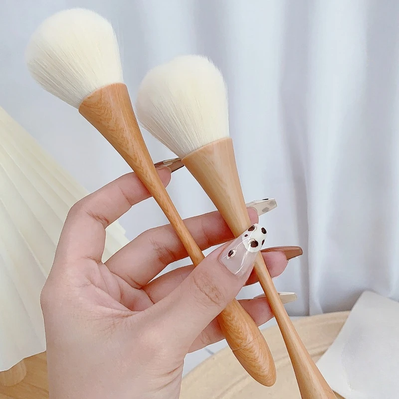 Small Waist Wooden Nail Art Dust Cleaning Brush Large Makeup Powder Blusher Brush Long Handled Soft Bristled Nail Dusting Brushs