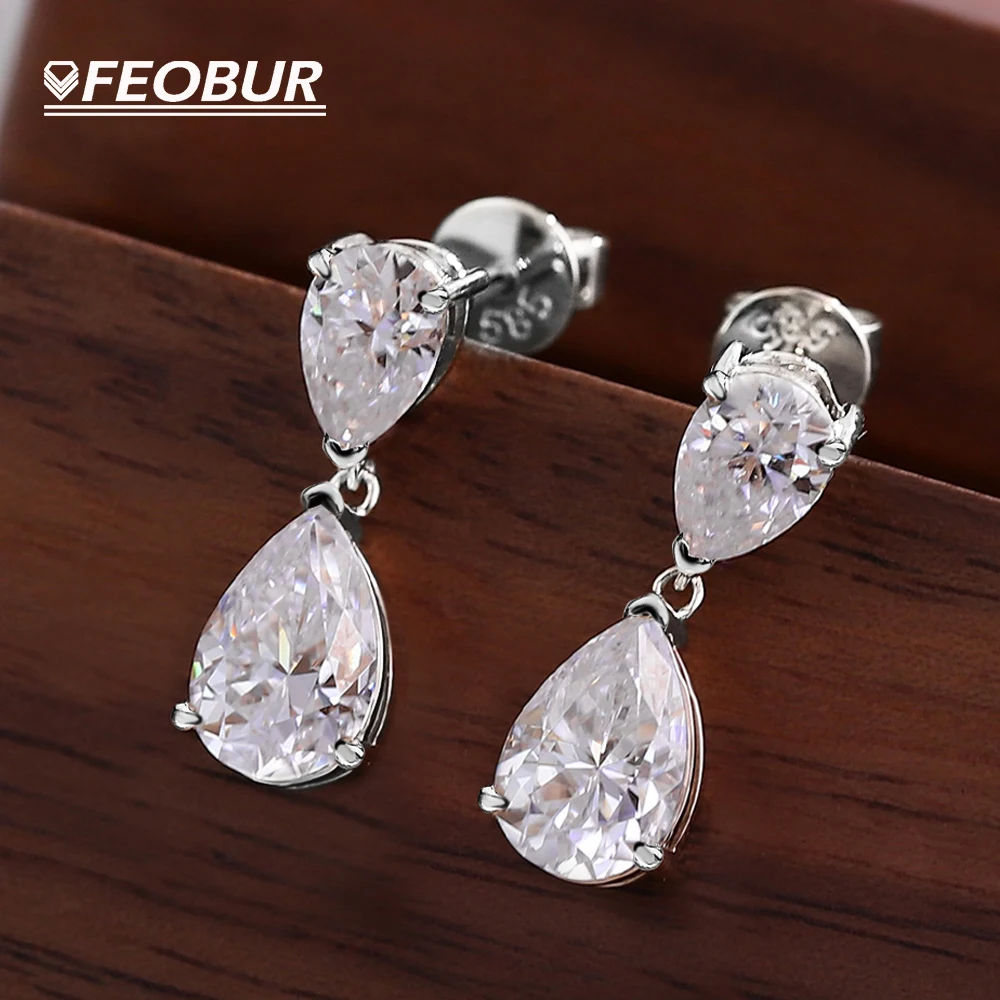 

GRA Certified 5cttw Waterdrop Moissanite Drop Earrings for Women 925 Sterling Silver Pear Cut Diamond Stud Earring Bride Jewelry