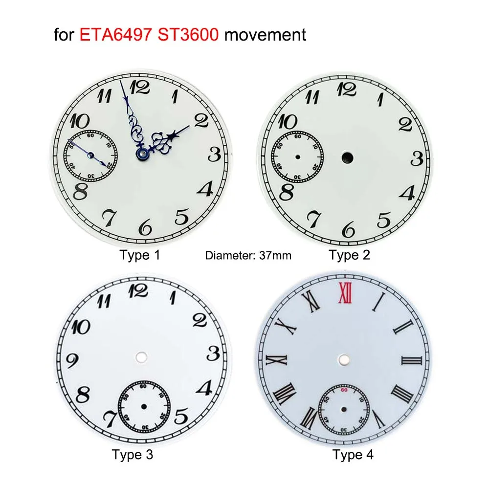 37mm Watch Dial for ETA 6497.00 ST3600 Movement Modified Dials W/N Watch Hands No Luminous