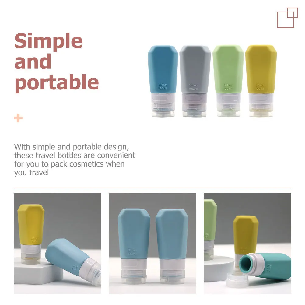 

1Set Silicone Travel Bottles Lotion Sub Bottles Durable Portable Leakproof Multiuse Empty Containers for Cosmetics and Trips