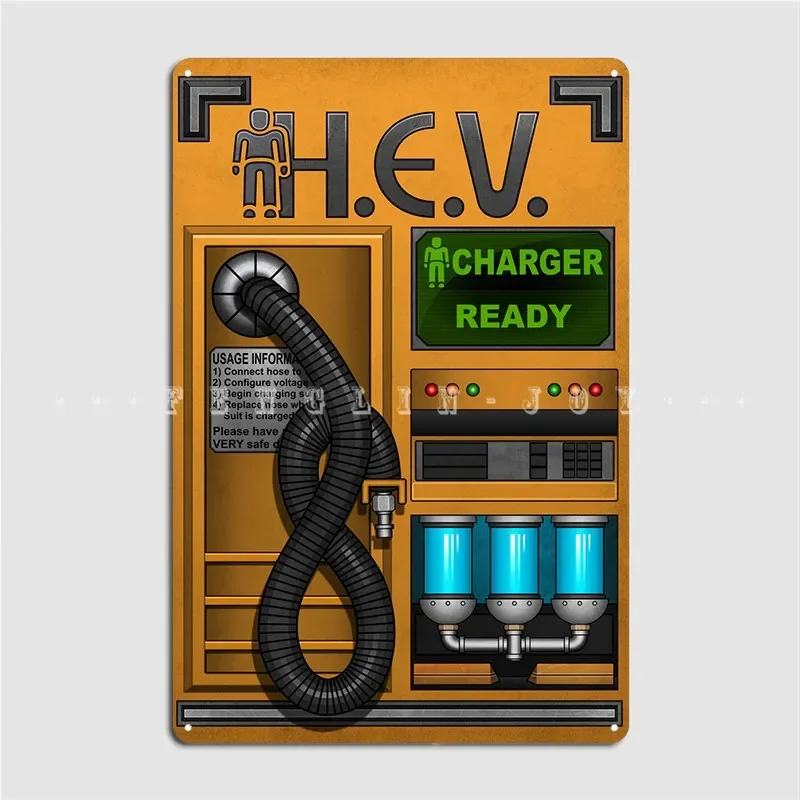 Half Life Hev Charger Metal Sign Club Home Wall Decor سينما إنشاء ملصق لافتة من القصدير