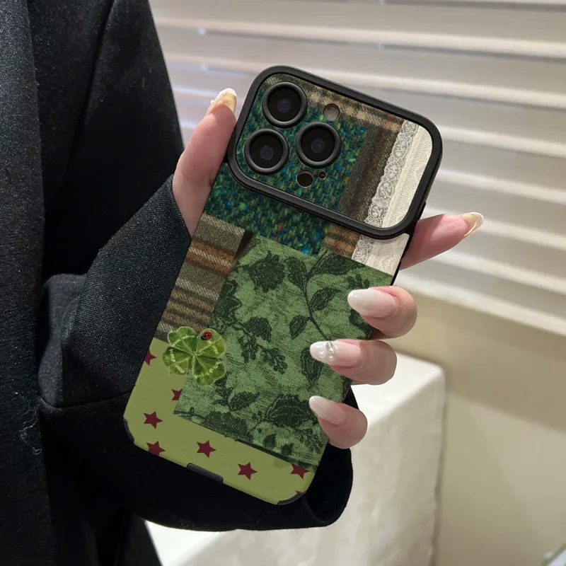 Niche Green Two-Tone Phone Case with Large Camera Window, Slim Fit Protective Shell for iPhone 17 Pro Max 16 15 14 13 12 11