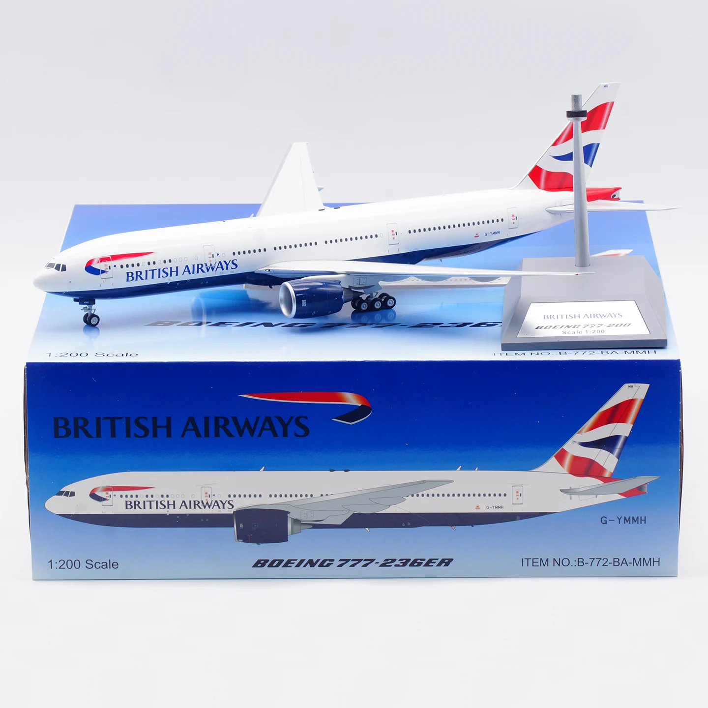 

B-772-BA-MMH Коллекционный самолет из сплава в подарок B-модели 1:200 British Airways Boeing B777-200 Литая под давлением модель самолета G-YMMH