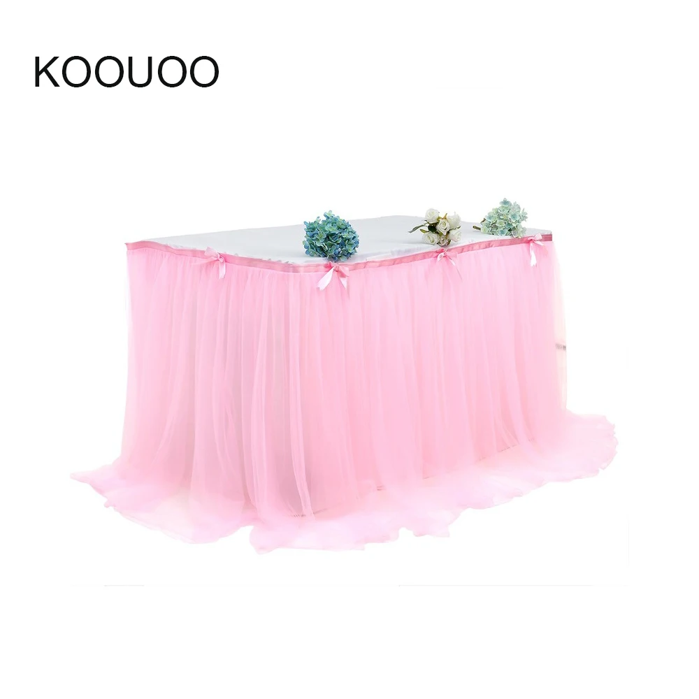 

KOOUOO Table Skirt Wedding Party Birthday Banquet Baby Baptism Tables Skirting Christmas Partys Home Decorative