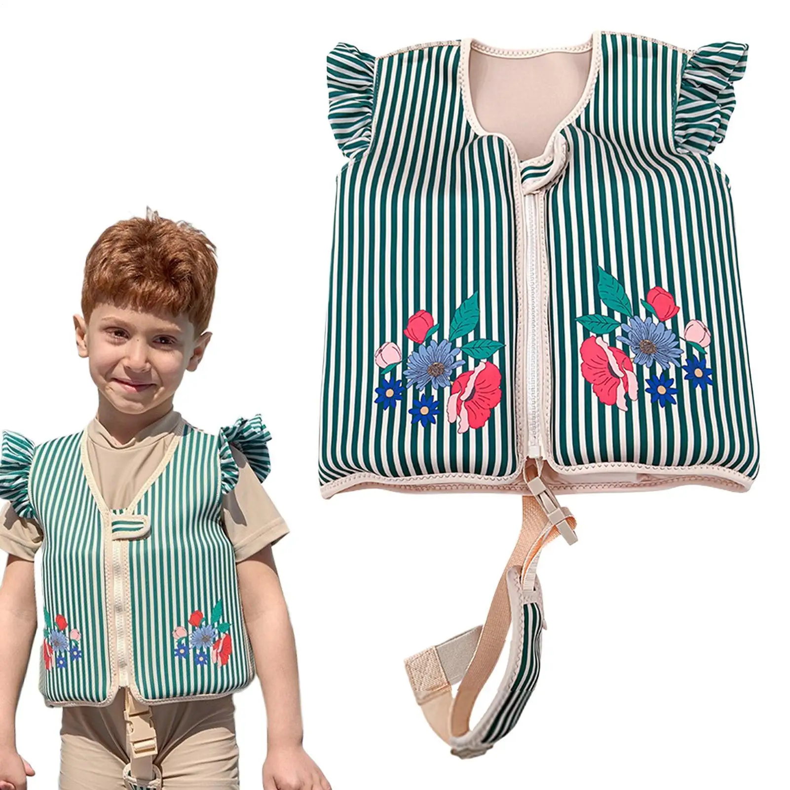 

Kids Swimming Vest Ages 2-7 Boysand GirlsZipper Swimsuit Inflatable Training Aid For Outdoor Boys Girls School Pool Beach Lake