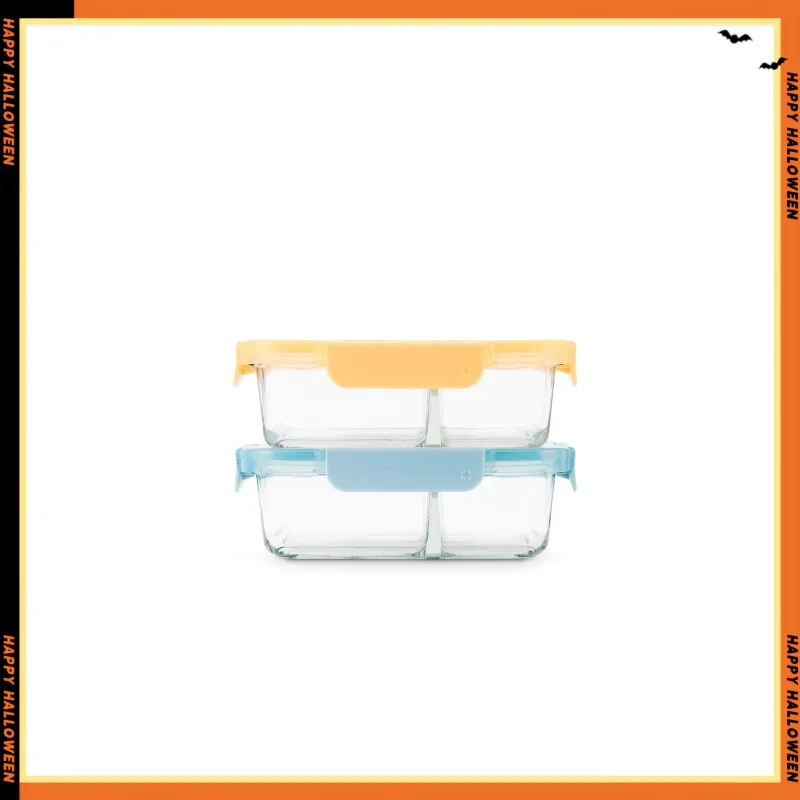 누수 방지 유리 식품 용기 2팩 - 식사 준비, 점심 및 남은 음식에 이상적 - 식기세척기 사용 가능