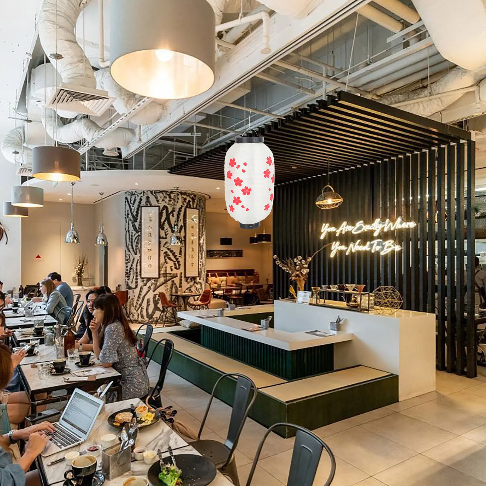 

Bright Traditional Craft Paper Festival Lanterns Resistant Outdoor Solar Decor Lights 2pcs