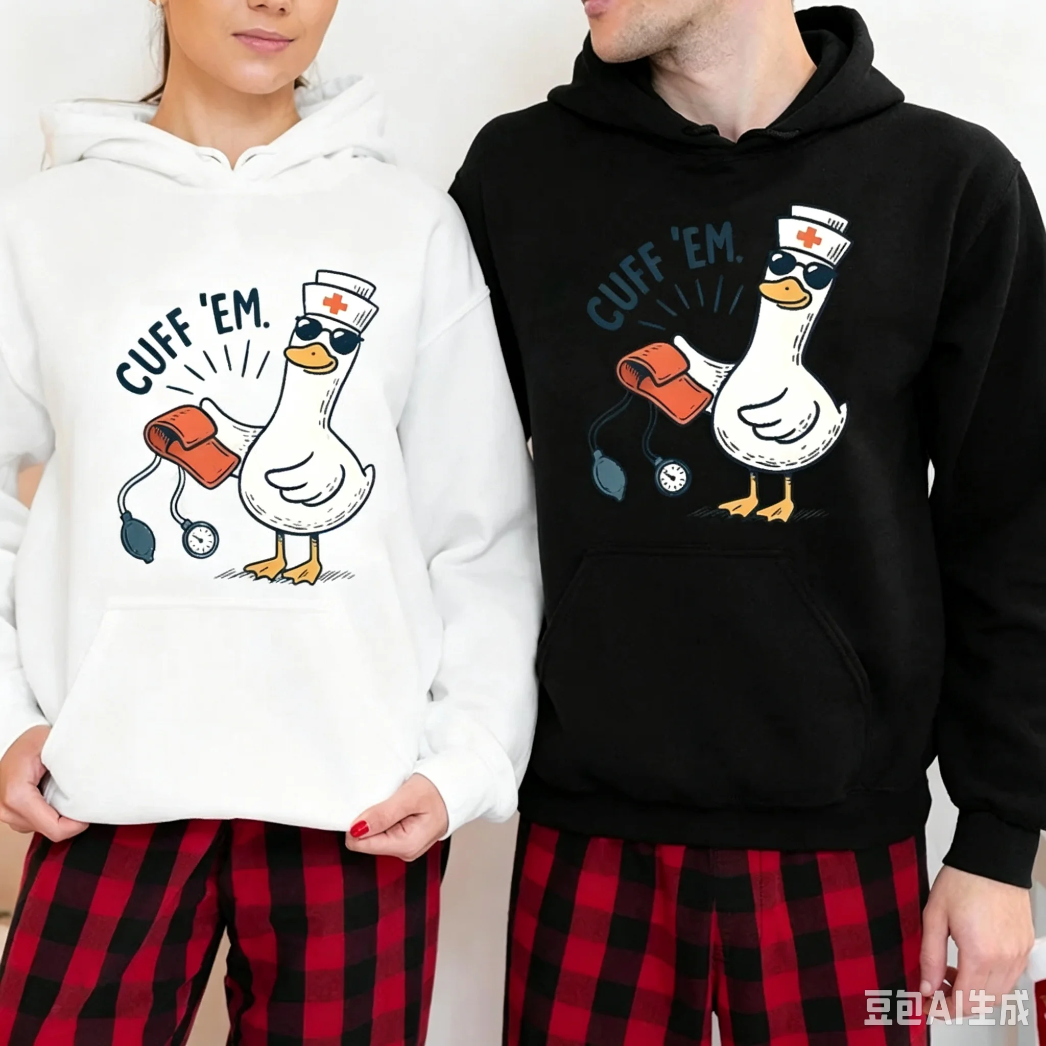 Cute Duck Nurse Printed Hoodie - Suitable for both men and women, warm and comfortable. A relaxed and fun hooded sweatshirt.