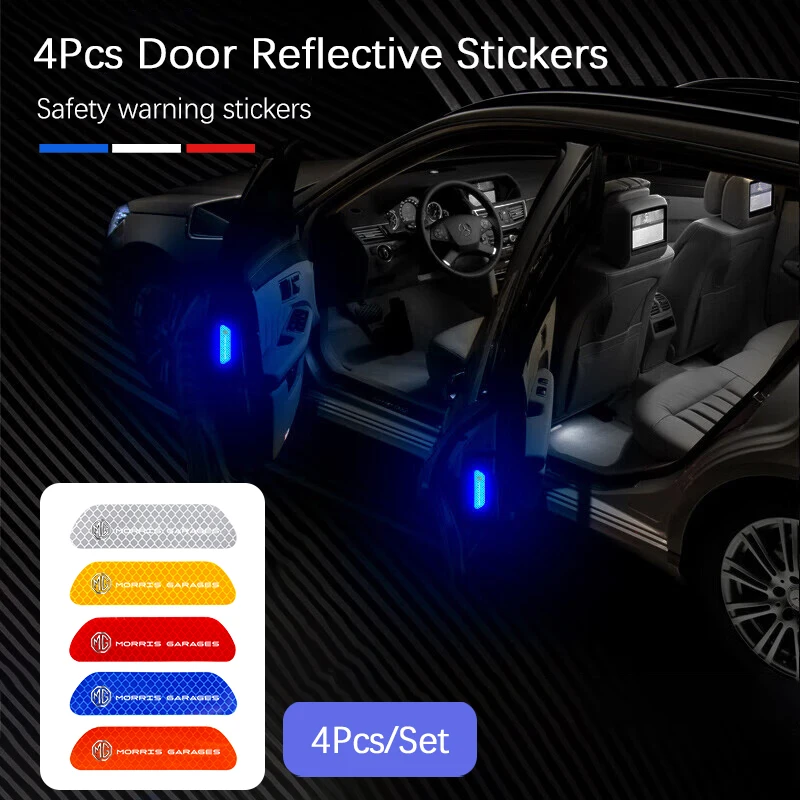 4 Pack Car Stickers Open Door Reflective Warning Stickers for Morris Garages MG ZS 5 7 6 Cyberster MG4 EV ES5 HS ONE GT GS MG3