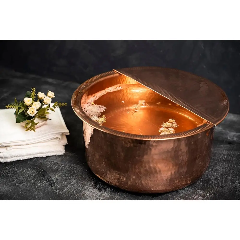 Fuß-Spa-Becken aus massivem Kupfer mit abnehmbarem Sockel – großes Entspannungsbecken für Spa und Pediküre (10–20)