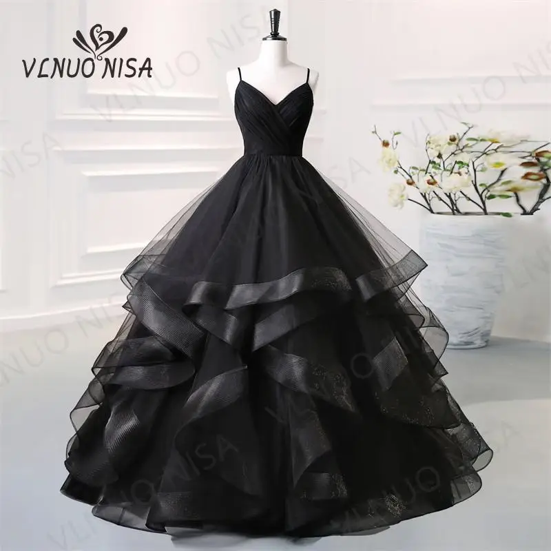 Fashion Lace Wined Red Black Quinceanera Dress Spaghetti Straps Ruched  Organza Vestidos De 15 Debutante Gown Bohemia Princess