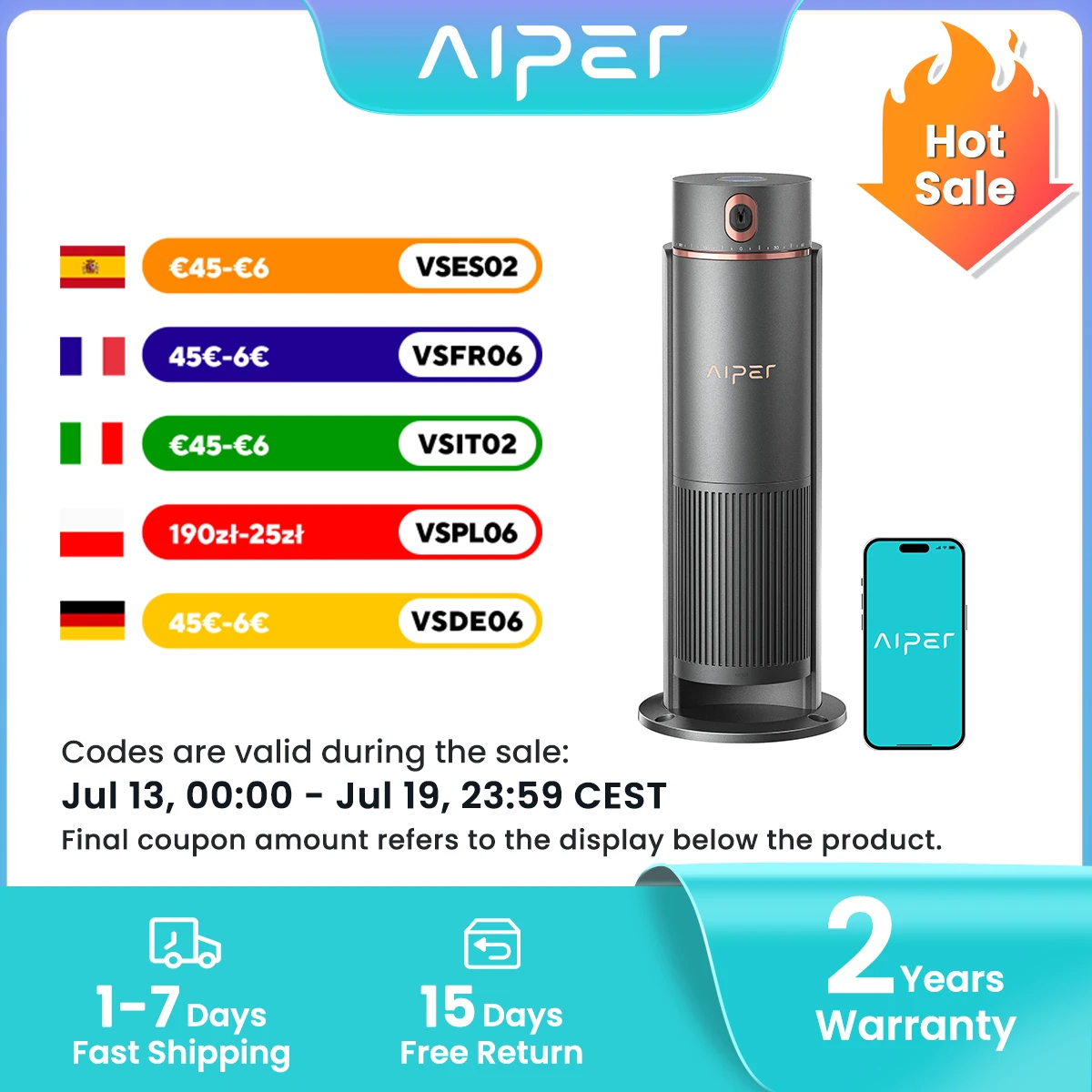 Arroseur de jardin Aiper IrriSense remis à neuf avec capteur de pluie, système d'irrigation intelligent, contrôle par application, programmation intelligente, dispositif d'arrosage multi-zones 4-en-1, pour pelouses jusqu'à 4 800 pieds carrés.