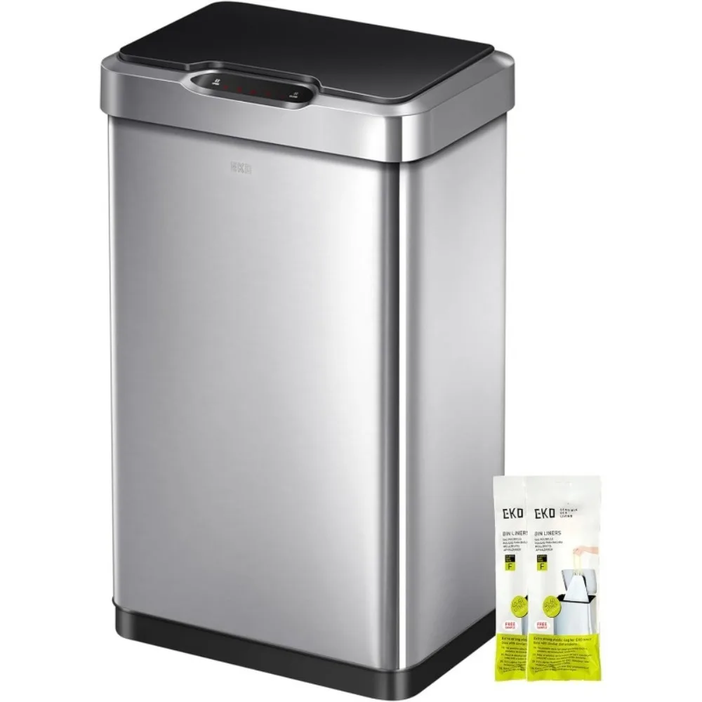 EKO Mirage-t 50L Touchless Motion-activated Rectangular Trash Bin in Brushed