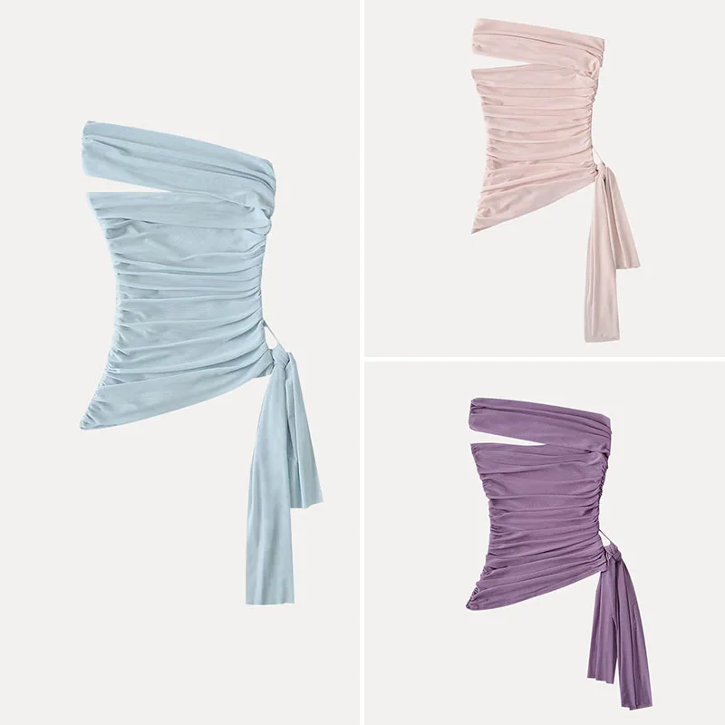 

Женский цельный топ Ele Simple Street Sle, лето 2025 г., цельный топ с открытыми плечами из полиэстера, чистый цвет Z