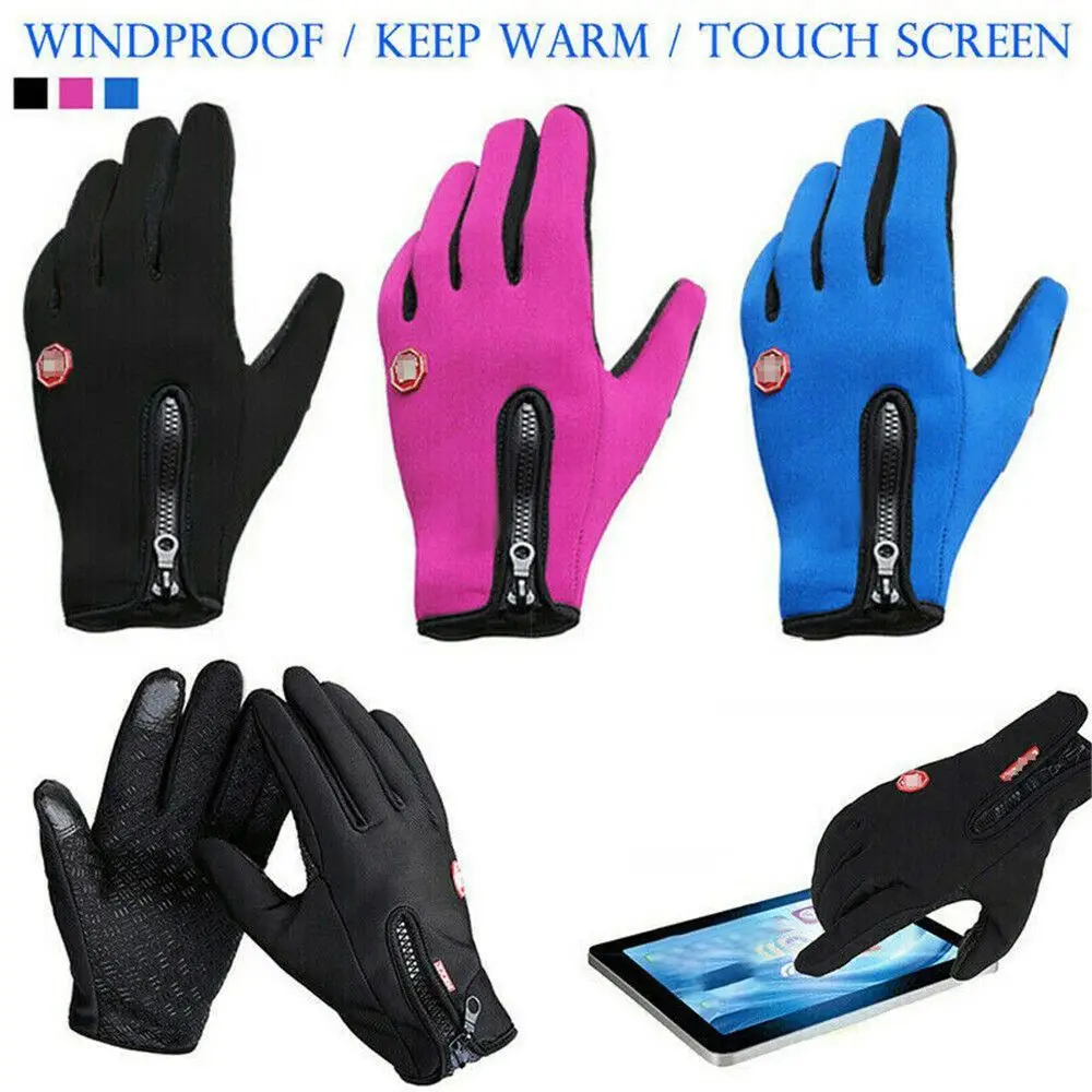 Outdoor Warm Cycling Gloves Splash-proof Non-Slip Touchscreen Mitten Sport Zipper Waterproof Gloves Fishing