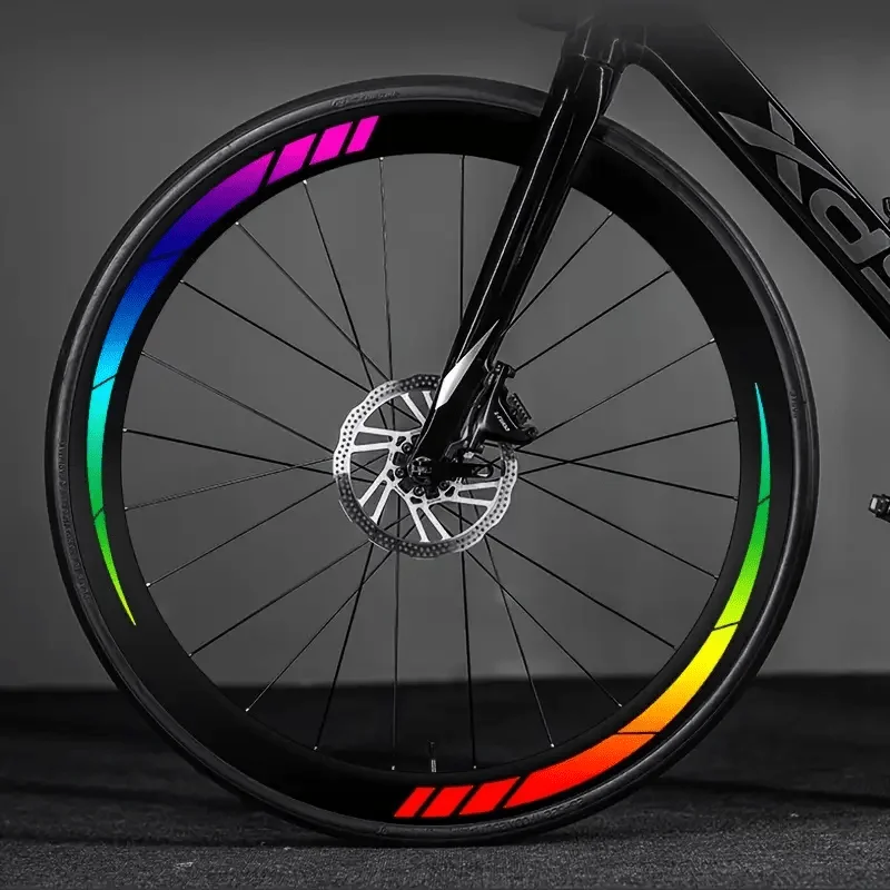 8PCS Bicycle Wheel Hub Waterproof Anti-Scratch Rim Decals Styling Accessories for Road Mountain Bike Wheel Set Decor - view 3