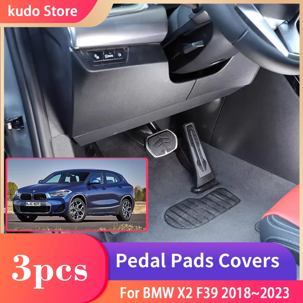 

For BMW X2 F39 2018~2023 sDrive18i sDrive20i Foot Pedals Stainless Steel Covers Car Rest Brake Accelerator No Drilling Acessorie