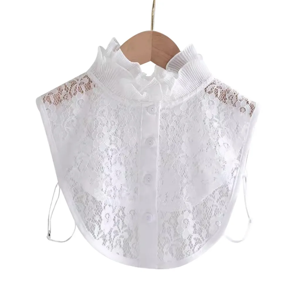 New Fashion Detachable Fake Collar White Black Lace False Collar Adjustable Neckline Women Girls