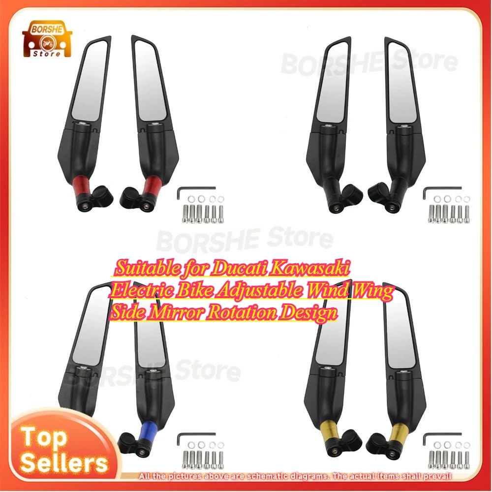 

Universal Motorcycle Rearview Mirror Suitable for Ducati Kawasaki Electric Bike Adjustable Wind Wing Side Mirror Rotation Design