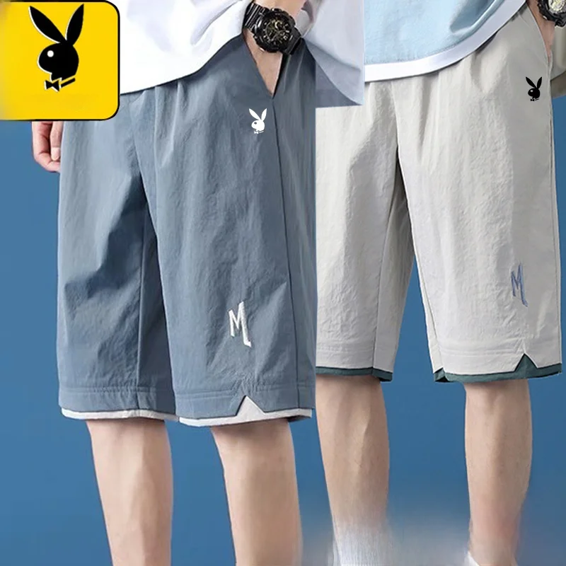 

Ice Silk orts Men's Summer New Loose Breathable Casual Qui Dry Sports Five-Quarter Pants Polyester Cosite Fibe...
