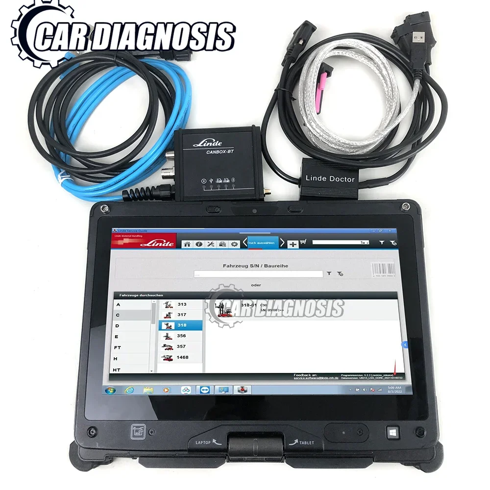 for Linde BT pathfinder software canbox for linde doctor forklift Truck lsg professional Diagnostic tool+ getac V100 computer
