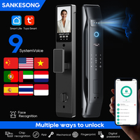 SANKESONG Tuya Smart 3D Face Door Lock Security Camera Monitor Intelligent Fingerprint Password Biometric Electronic Key Unlock