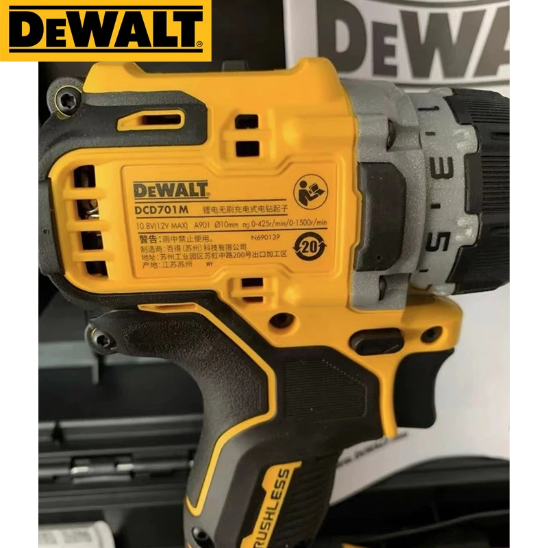 DEWALT DCD701 12V Cordless Drill Driver Kit Brushless Motor Electric Drill Screwdriver With 2.0Ah Lithium Battery Power Tools