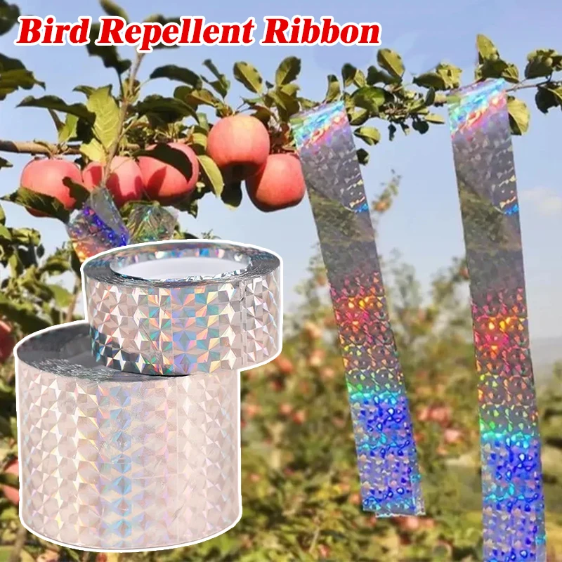 50m Double Sided Reflective Bird Scare Tape Laser Bird Repellent Tape for Garden Farm Orchard Courtyard Outdoor Bird Repelling