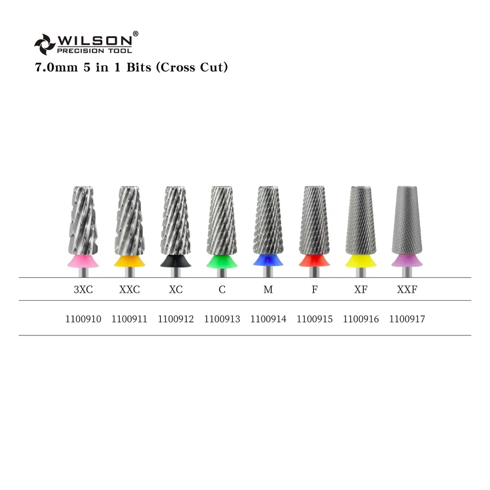 WILSON WILSON 7.0mm 5 en 1 fresas (corte cruzado) para uñas, suministros de uñas, arte de uñas