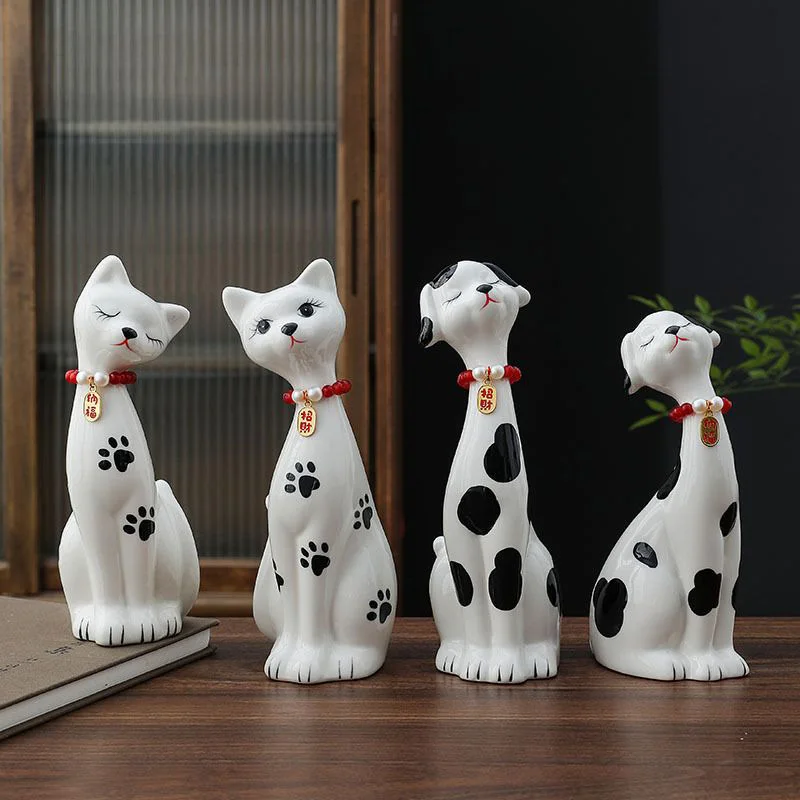 

Couple Cat Ceramic Ornament Modern Simple Home Decoration Dog Living Room Entrance Bedroom Desktop Crafts