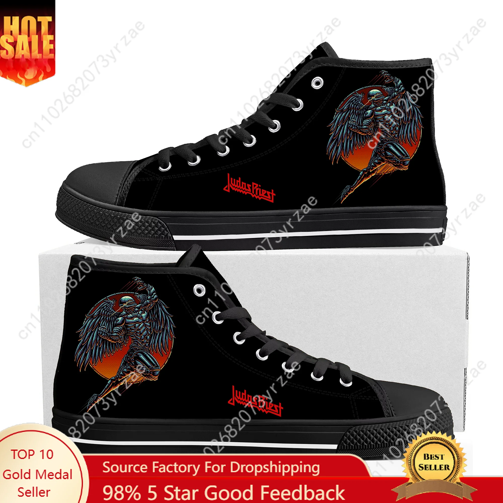 

Judas Priest High Top Sneakers Mens Womens Teenager High Quality Trend Canvas Sneaker Fashion Built Casual Custom Made Shoes