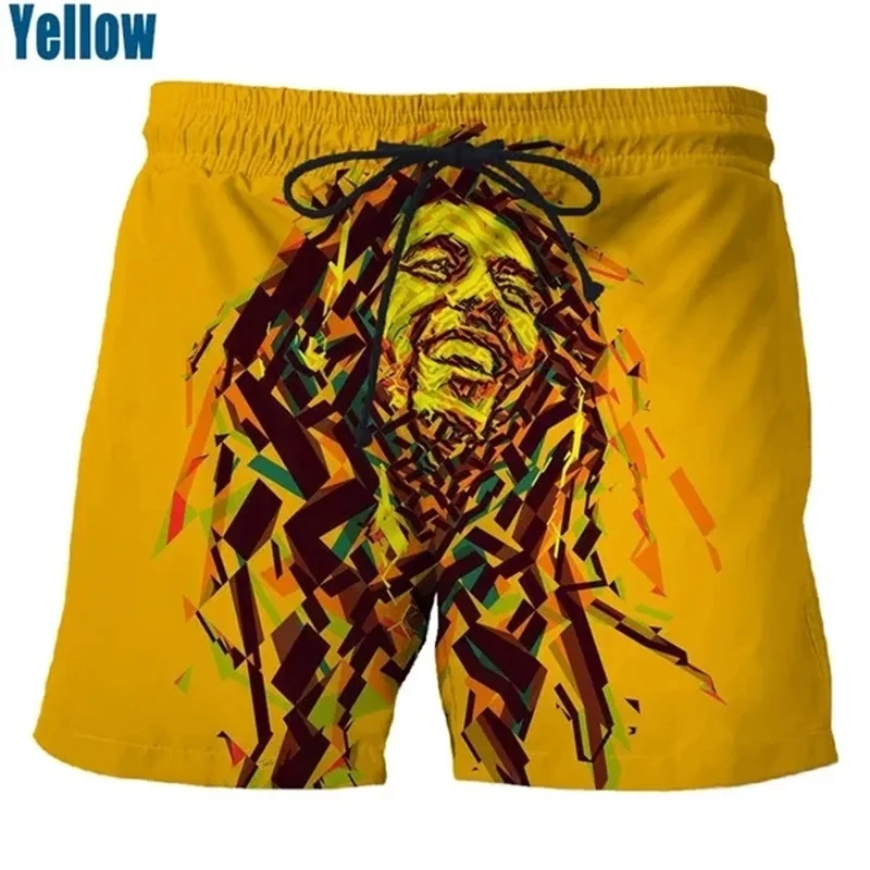 Pantalones cortos con estampado 3d para hombre, Shorts de gran tamaño con estampado de cantante de Rock, Bob, Marley, Reggae, Rasta, para ocio al aire libre y gimnasio