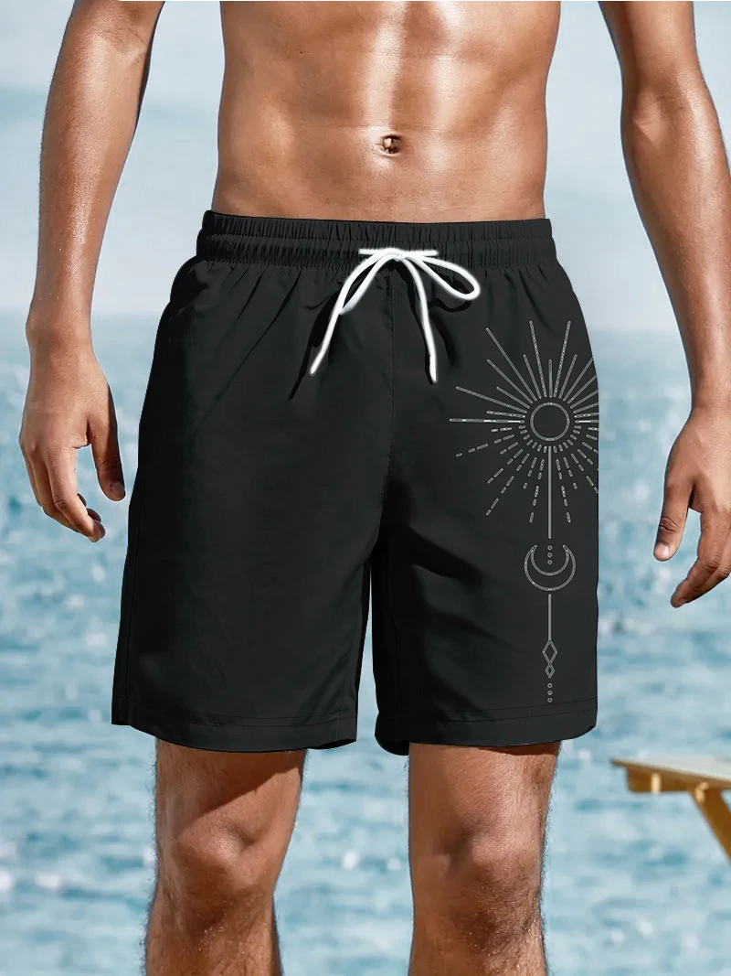 Mysterious Sun 3d Digital Printing Fashion Shorts Hawaii Men's Beach Shorts Summer Loose Casual Drawstring Oversize Shorts