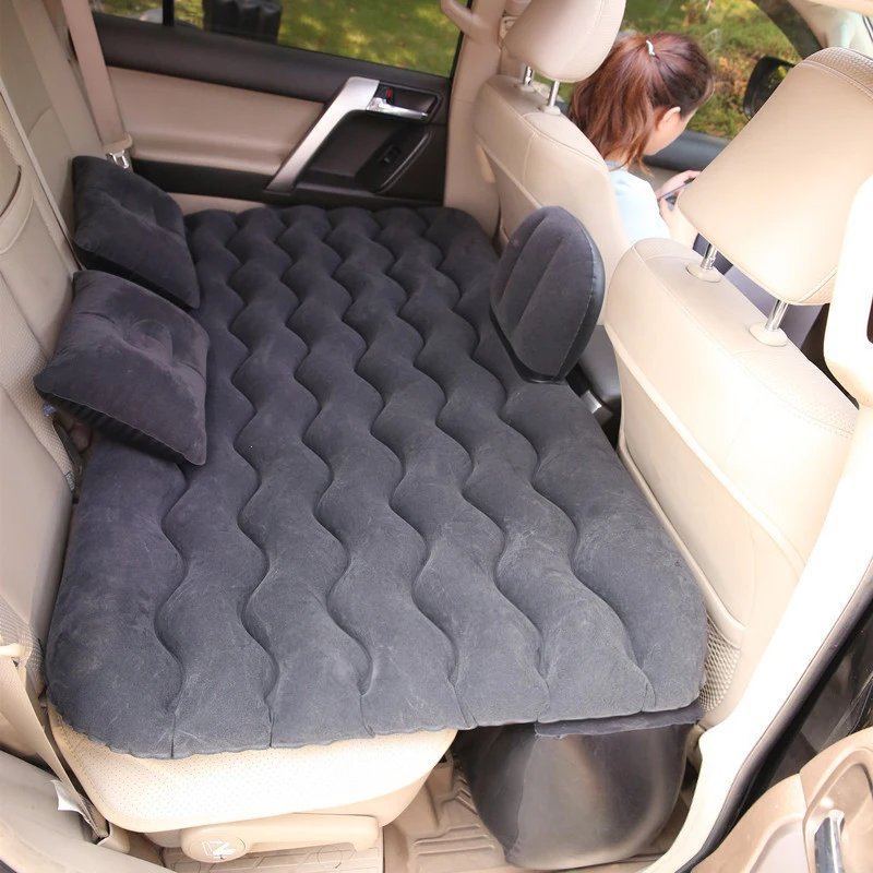 New Car Inflatable Bed Air Travel Mattress PVC and Flocking Car Inflatable Bed Adults Beige Black Gray for For Most Small car