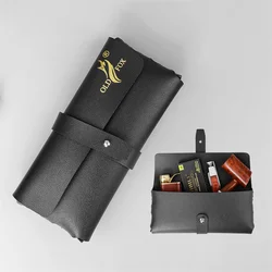 Old Fox-Men's PU Leather Portable Multi-functional Storage Pack, Tobacco Pipe Accessories, Handmade, Black, Orange, fc0017