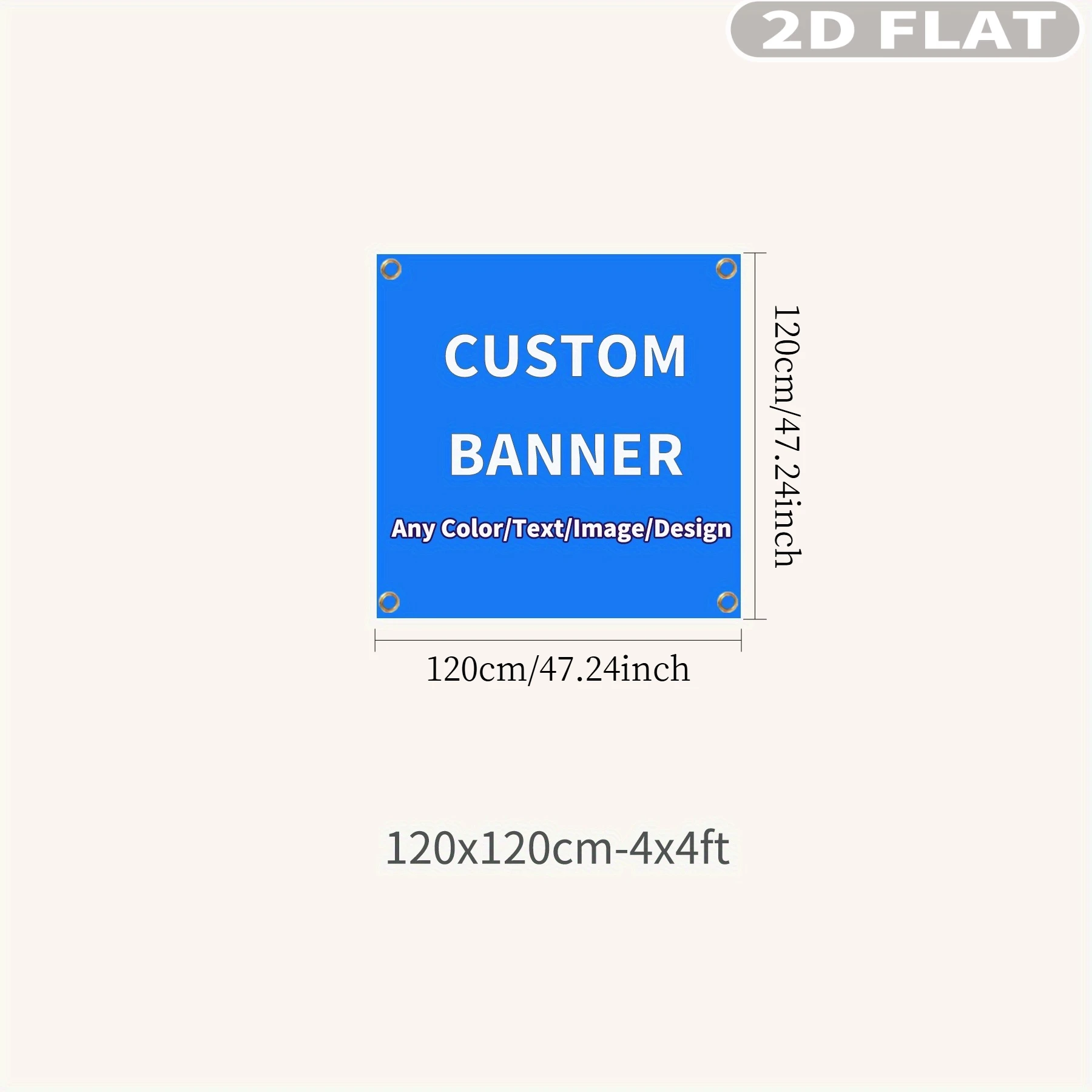 1 Stück 2D FLACHES Individuelles Polyester-Banner für Innen- & Außendekoration - mit 4 Metallösen, Viele Größen, Perfekt für Heimdekoration