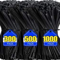 100-1000pcs Self Locking Nylon Cable Ties Plastic Cord Tie Heavy Duty Cables Fastening Ring Loop Hardware Organizer Wire Straps